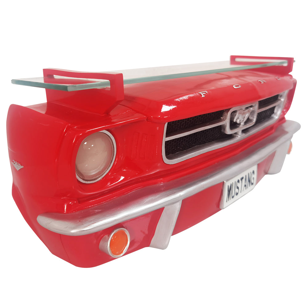 1964.5 Ford Mustang Front Wall Shelf in Classic Red with battery powered LED headlights