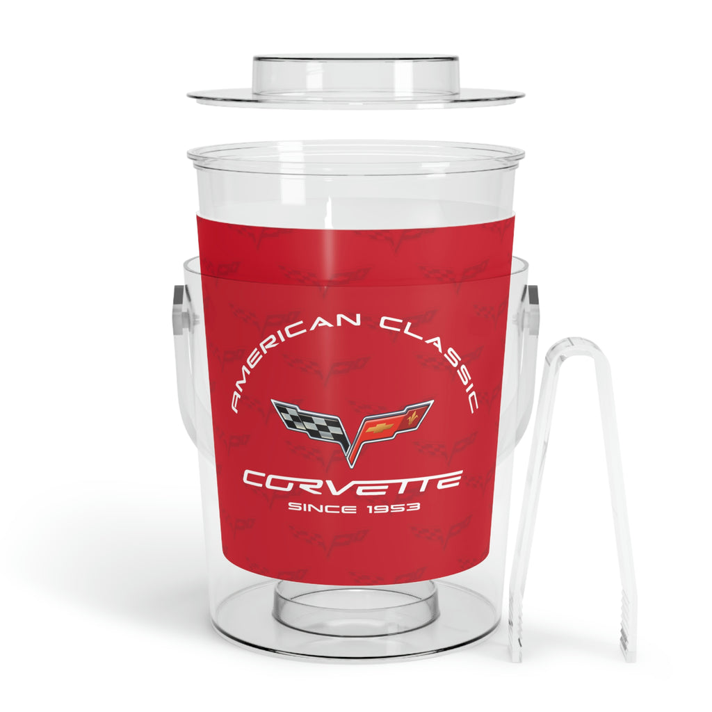 C6 Corvette Red Ice Bucket with Tongs, Perfect for Entertaining!
