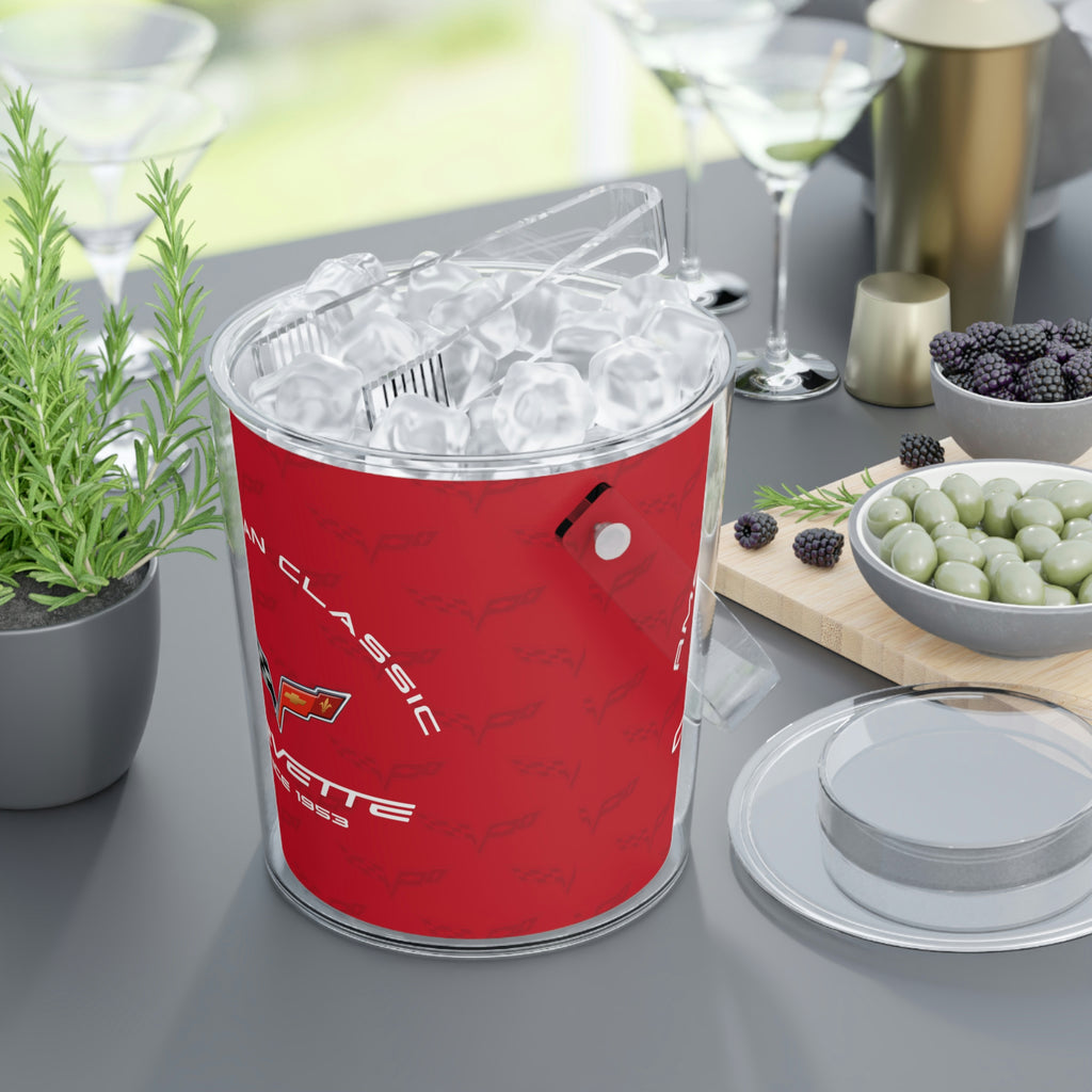 C6 Corvette Red Ice Bucket with Tongs, Perfect for Entertaining!