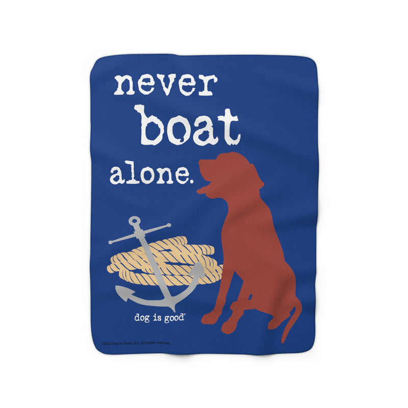 „Dog is Good Never Boat Alone“, 127 x 152 cm, hergestellt in den USA, Sherpa-Fleecedecke 