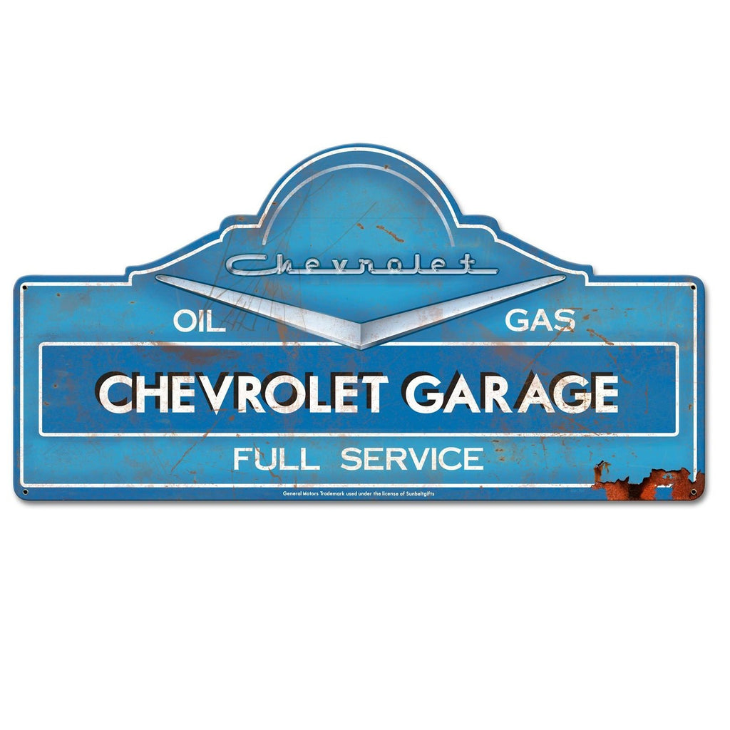GM Chevrolet Garage 27 x 14 inch Metal Sign Made in USA