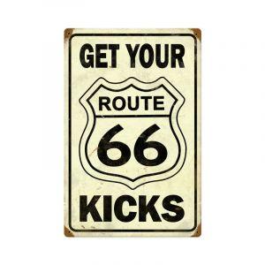 Route 66 Get Your Kicks Vintage Metal Sign 12 x 18 inches