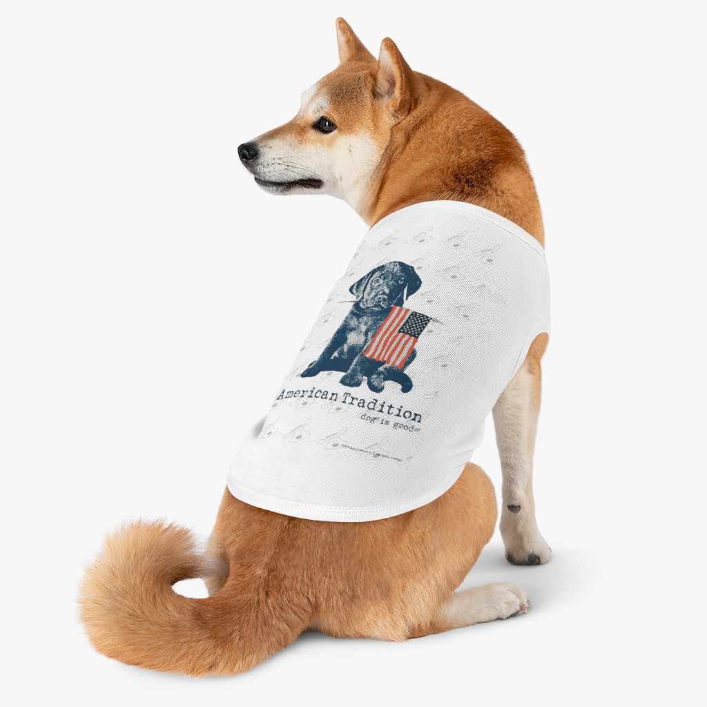 Dog is Good American Tradition Puppy & American Flag Pet Tank Top, Officially Licensed and Produced in the USA