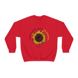 Old Farmer's Almanac Stressed But Blessed Sunflower Crew Neck Long Sleave Heavy Duty Sweatshirt, perfect for cool crisp days