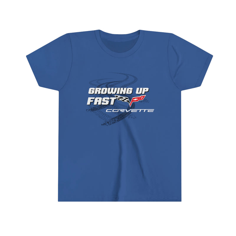 Chevy C6 Corvette "Growing Up Fast" Kids Youth Unisex 100% Cotton Tee T-Shirt, Ideal Gift for Children Who Love Cars, Racing, and Chevy