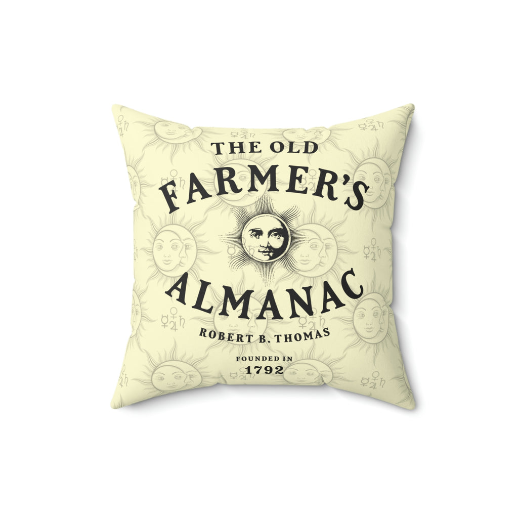 Old Farmer's Almanac Sun Logo w repeat pattern Spun Polyester Square 16 x 16 inch Pillow