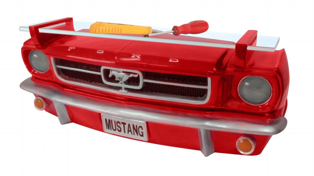 1964.5 Ford Mustang Front Wall Shelf in Classic Red with battery powered LED headlights