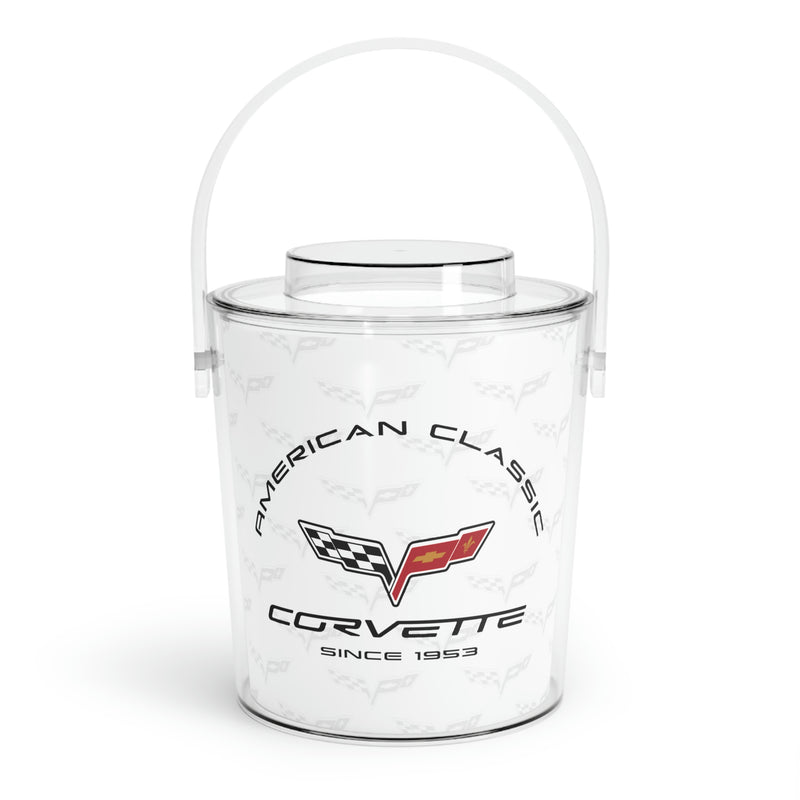 C6 Chevy Corvette White Ice Bucket with Tongs, Housewarming Gift, Kitchen and Bar Decor, Man Cave Barware Accessory, Corvette Enthusiasts