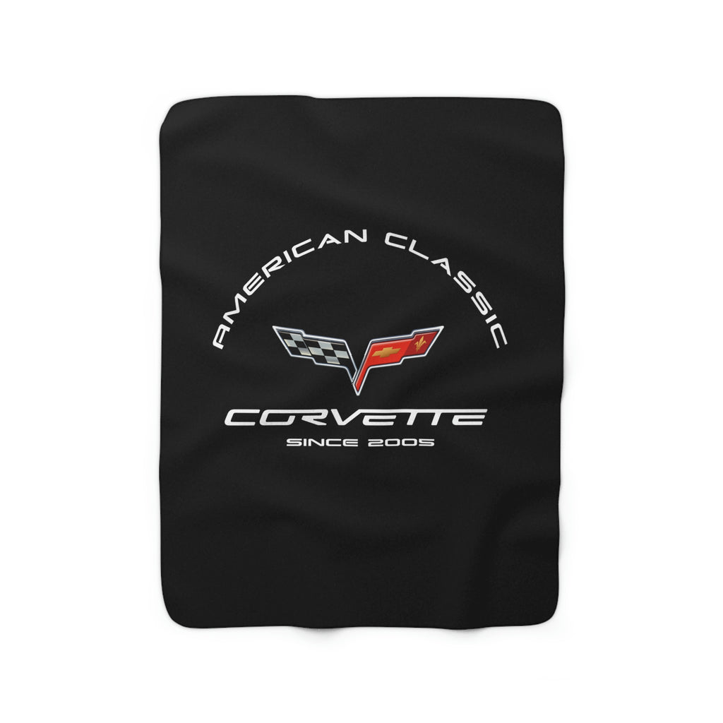 C6 Corvette 50 x 60 inch Super Soft Sherpa Fleece Blanket, Black