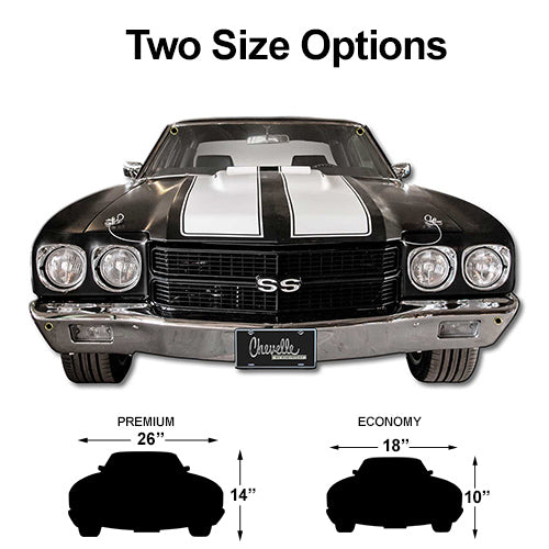 1970 Chevrolet Chevelle Black with White Stripes Front Bumper Sign, 2 sizes,an American Muscle Car USA Made USA 20 Gauge Steel with Powder Coating for Durability and a High Gloss Finish