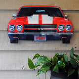 1970 Chevrolet Chevelle Red with White Stripes Front Bumper Sign, 2 sizes, an American Muscle Car USA Made USA 20 Gauge Steel with Powder Coating for Durability and a High Gloss Finish