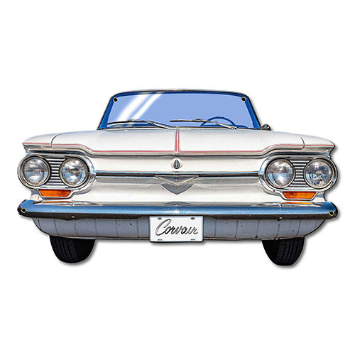 1964 Chevrolet Corvair Monza Convertible Front Bumper Metal Sign, Made in USA , 2 sizes, 20 Gauge Steel with Powder Coating for Durability and a High Gloss Finish