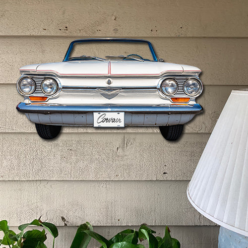 1964 Chevrolet Corvair Monza Convertible Front Bumper Metal Sign, Made in USA , 2 sizes, 20 Gauge Steel with Powder Coating for Durability and a High Gloss Finish