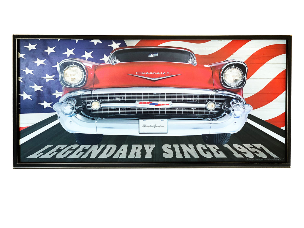 1957 Chevy Vintage Car Classic, Wood Framed Wall Decor, USA Made