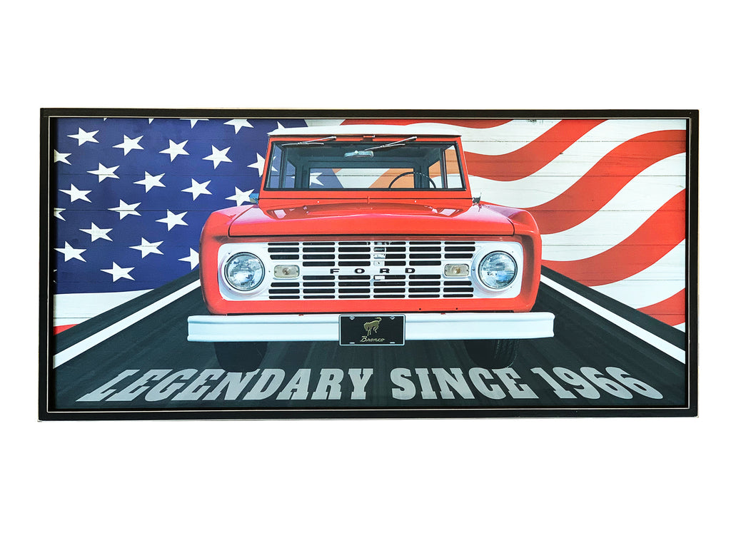 Ford Bronco Vintage Car Classic, Wood Framed Wall Decor, USA Made