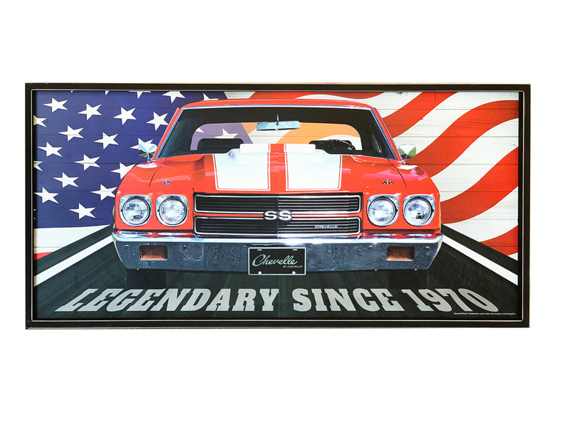 1970 Chevelle Vintage Muscle Car Classic, Wanddekoration mit Holzrahmen, hergestellt in den USA