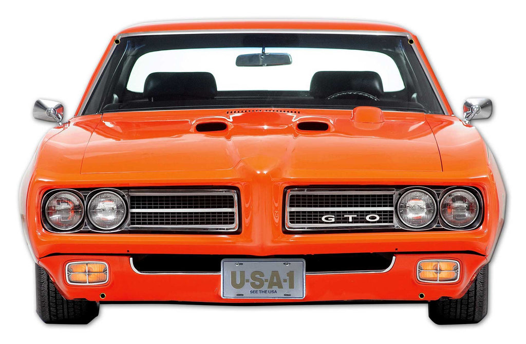 1970 Orange Pontiac GTO Judge 27 x 17 inches Metal Sign, Made in USA