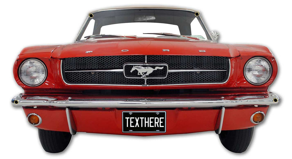 1964.5 Rangoon Red Mustang, Personalized, 26 x 15 inch USA Made 20 Gauge Metal Sign