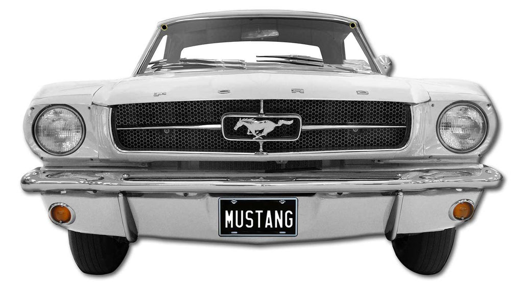 1964.5 Wimbledon White Mustang, Personalized, 26 x 15 inch  USA Made 20 Gauge Metal Sign