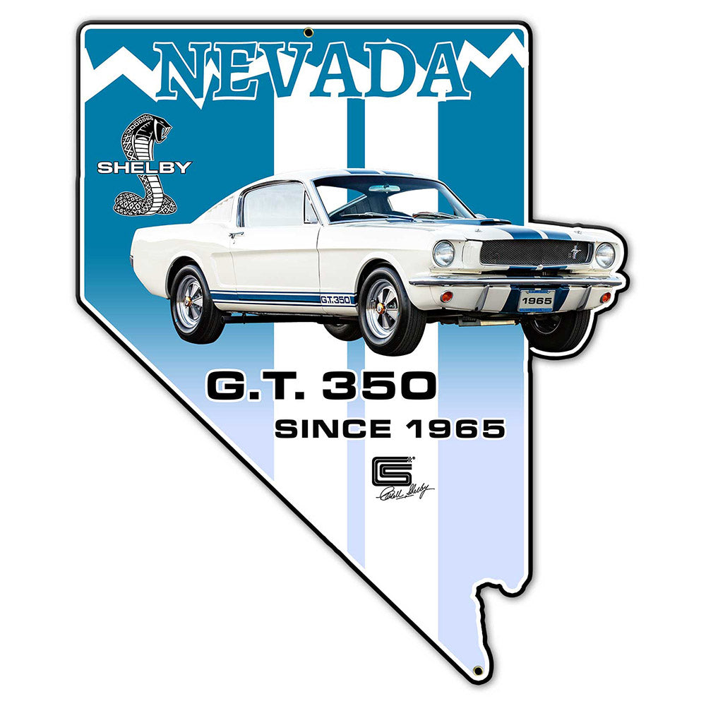 Carroll Shelby GT350 Nevada State USA Made 18 x 22 inch Metal Sign, using 20-Gauge American Made Steel