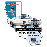 Carroll Shelby Personalized GT350 California State USA Made 19 x 22 inch Metal Sign, using 20-Gauge American Made Steel