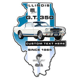 Carroll Shelby Personalized GT350 Illinois State USA Made 16 x 22 inch  Metal Sign, using 20-Gauge American Made Steel