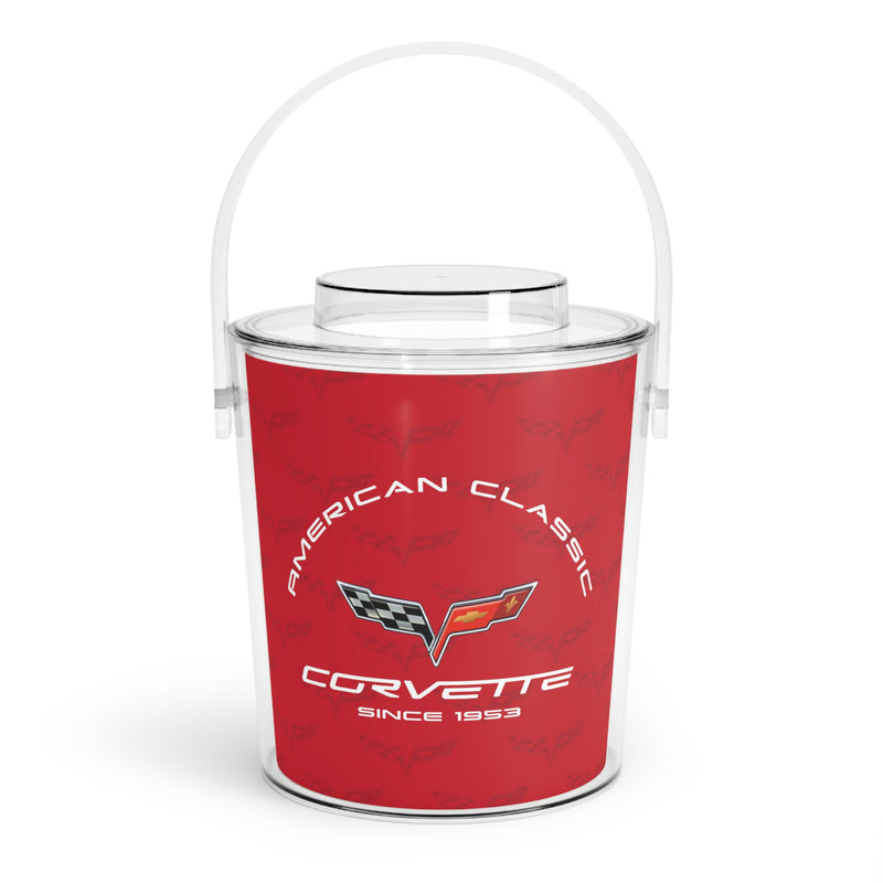 C6 Chevy Corvette Red Ice Bucket with Tongs, Housewarming Gift, Kitchen and Bar Decor, Man Cave Barware Accessory, Corvette Enthusiasts