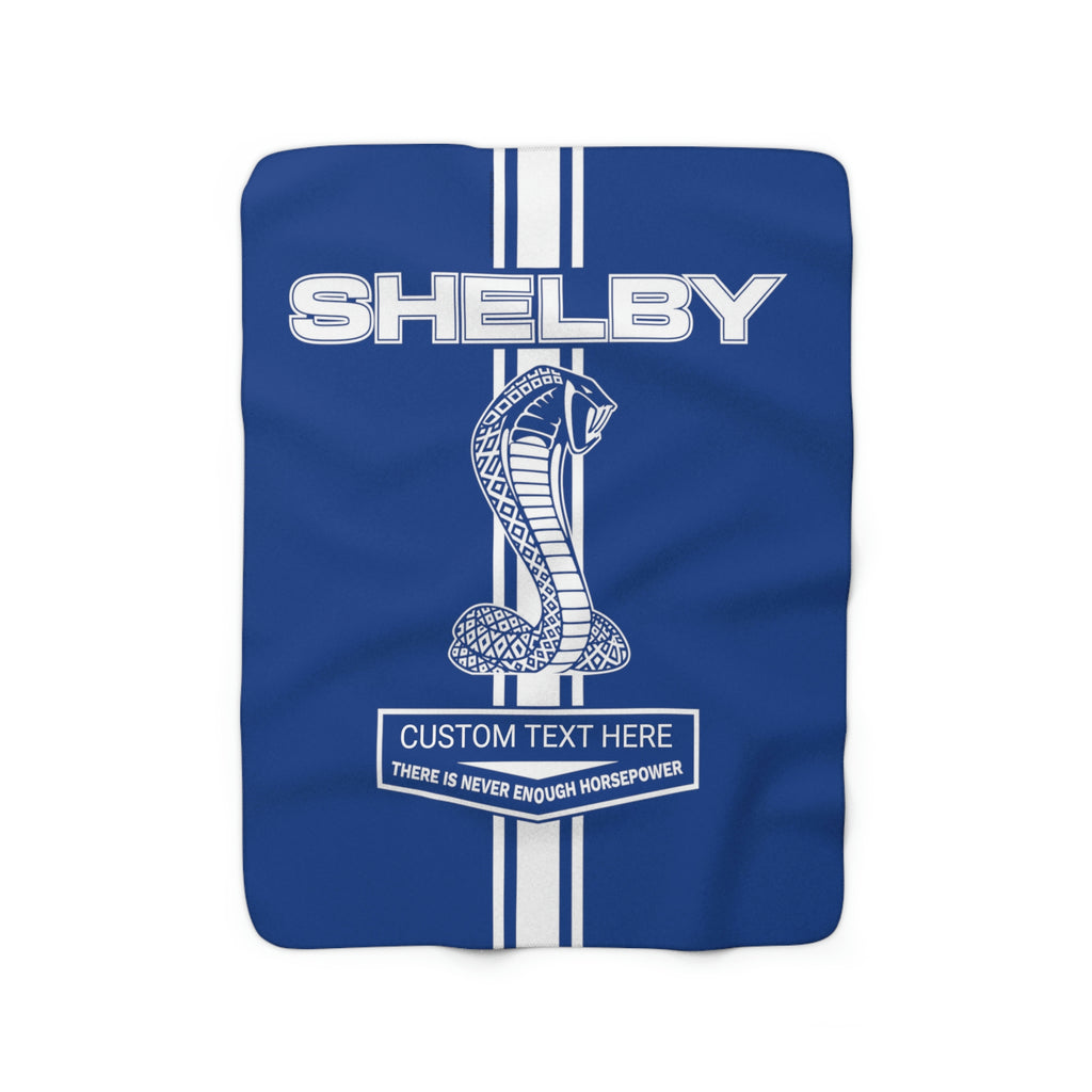 Shelby Cobra Stripes Blue Sherpa Fleece Personalized Blanket