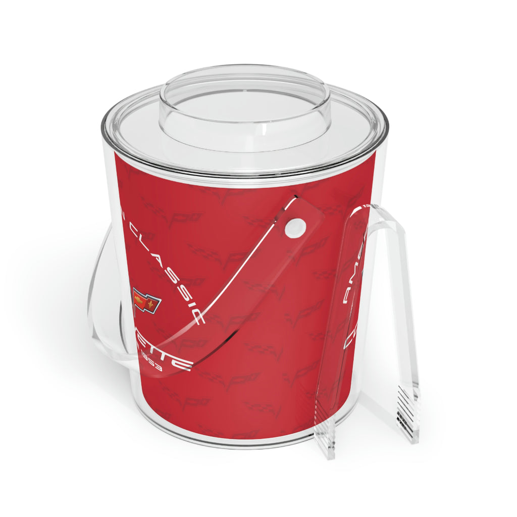 C6 Corvette Red Ice Bucket with Tongs, Perfect for Entertaining!