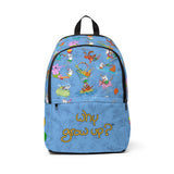 Rubes Cartoons Why Grow Up Backpack light blue