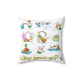 Rubes Cartoons Why Grow Up Collage Spun Polyester Square Pillow, Officially Licensed and Produced in he USA