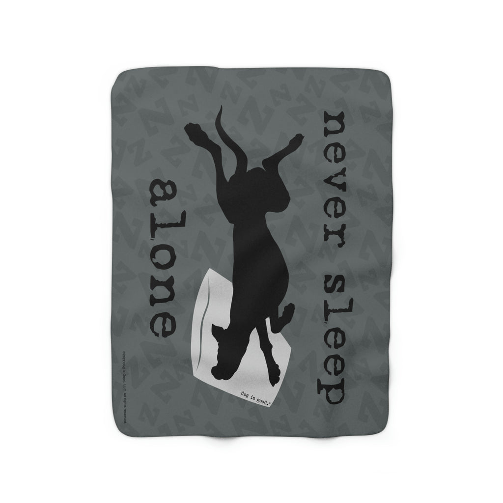 Dog is Good Never Sleep Alone Grey Sherpa Fleece Blanket,  Officially Licensed and Produced in the USA
