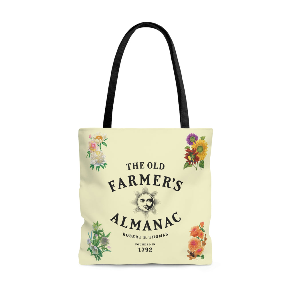 Old Farmer's Almanac Logo  and Flower Large Tote Bag