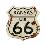 Kansas US Route 66 15 x 15 inch USA Made 20 Gauge Vintage Metal Sign