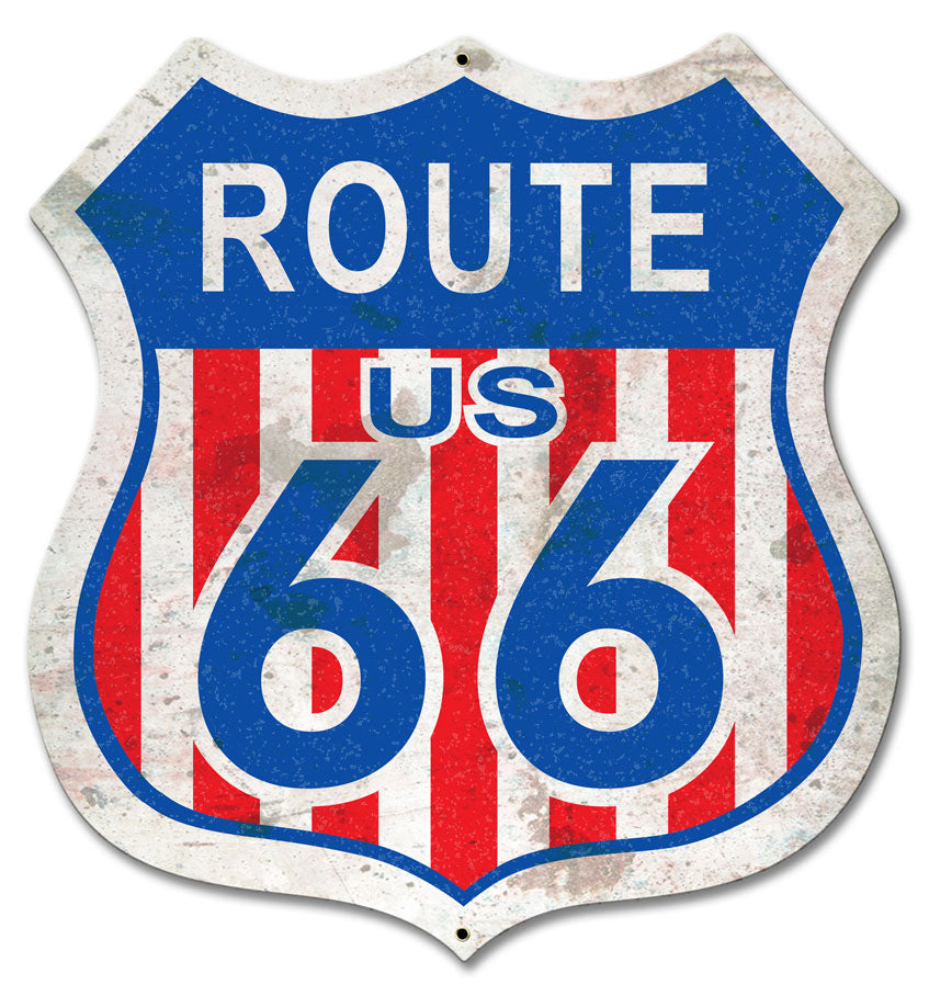 Route 66 Red White Blue Vintage Sign 26 x 28 inches