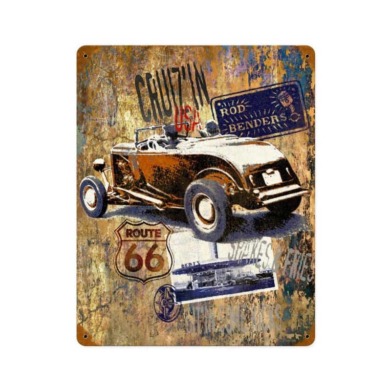 Cruzin Route 66 12 x 15 inches  Vintage Sign