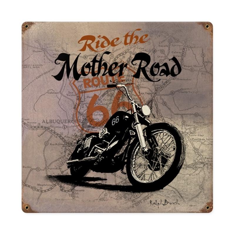 Route 66 Mother Road 12 x 12 inch USA Made 20 Gauge Vintage Metal Sign