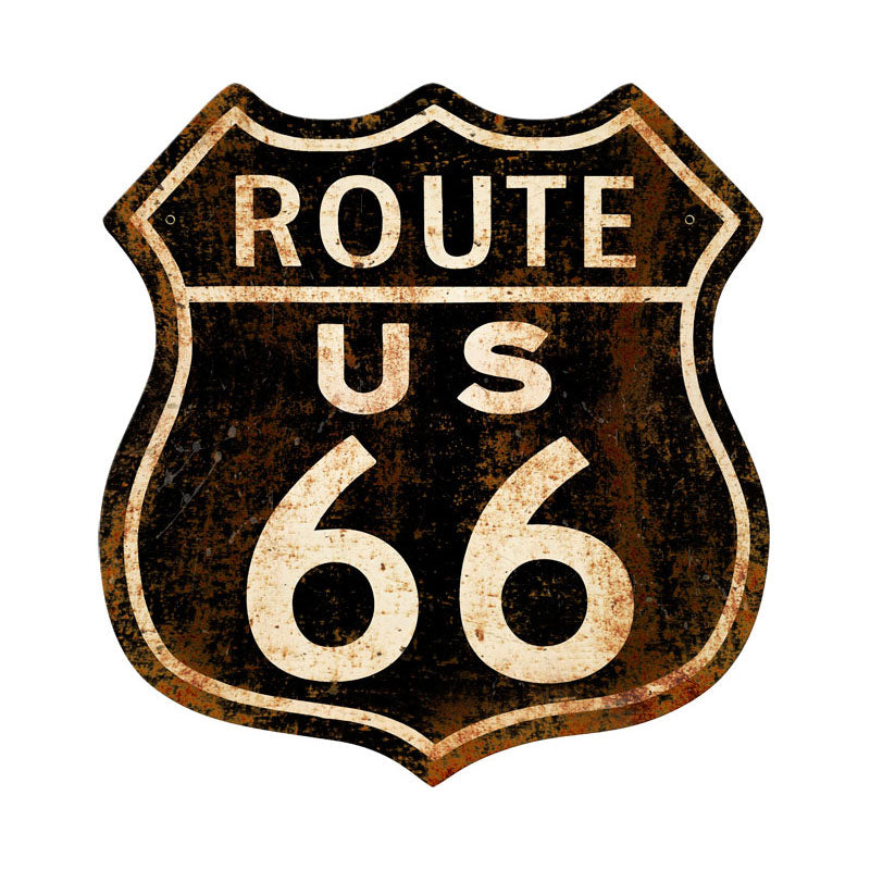 Route 66 Rusty Vintage Sign 15 x 15 inches