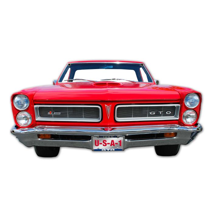 1965 GM Pontiac GTO rotes Metallschild, hergestellt in den USA, 26 x 13 Zoll