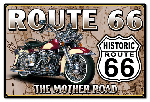 Route 66 The Mother Road Vintage Sign 24 x 16 inches