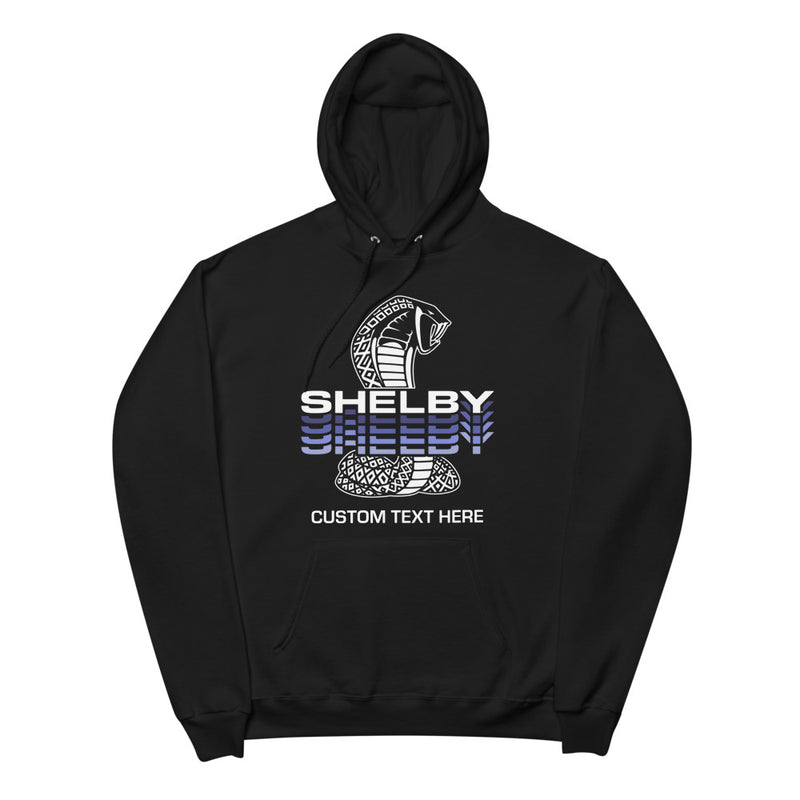 Personalized Shelby Snake Cascading Logo Fleece Hoodie, Unisex Pullover Sweatshirt, Custom Muscle Car Gift for Enthusiasts and Racing Fans